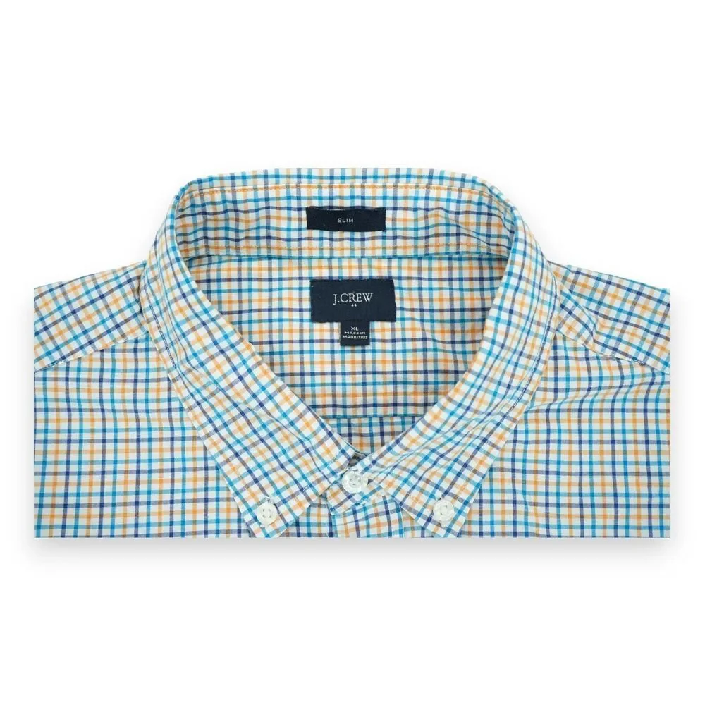 J Crew Dress Shirt Slim Fit Casual Plaid Button Up Long Sleeve Mens‎ Sz XL